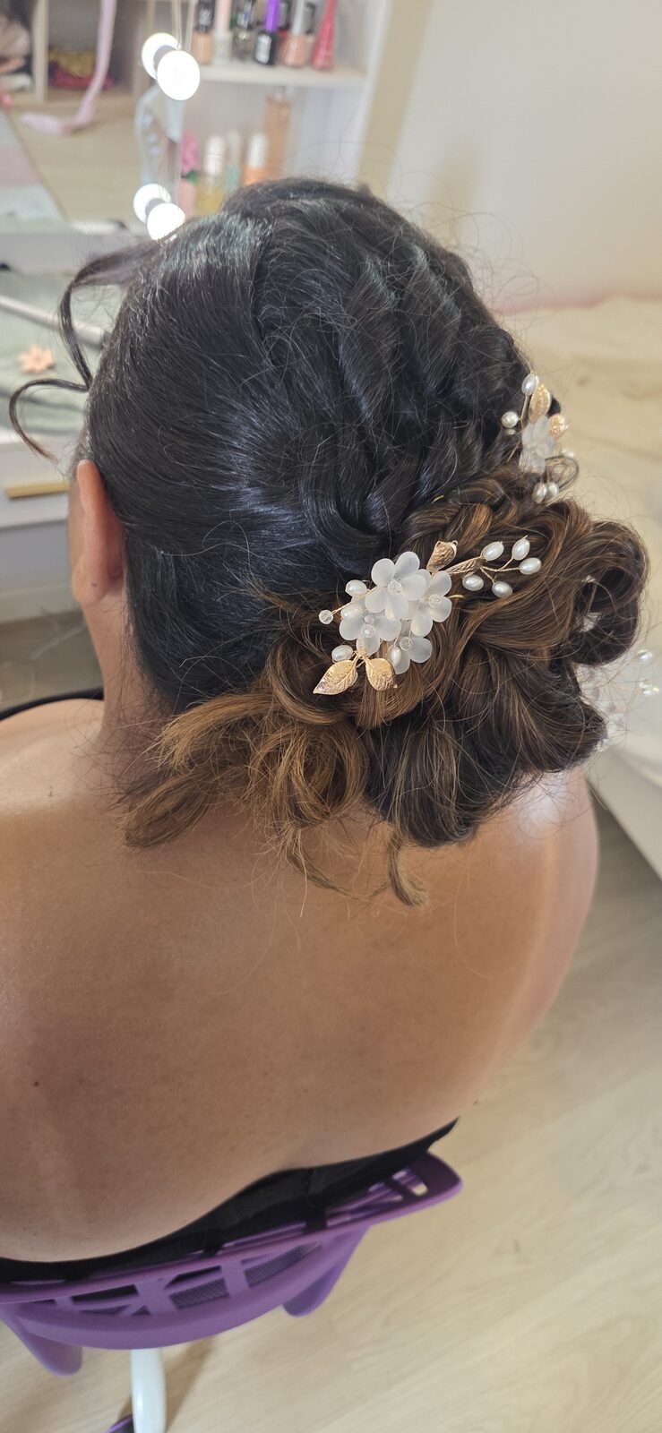 Coiffure mariage & cérémonie n°1 — réalisation de Coralie, salon Entre Vous et Moi à Plancoët